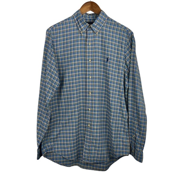 Ralph LAUREN CASUAL LONG SLEEVE COTTON BUTTON DOWN SHIRT BLUE MULTI PLAID MEDIUM - Picture 1 of 13